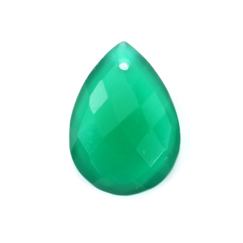 Green agate, in faceted drop shaped, 13 * 18mm x 1pc