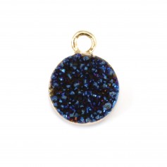 Round blue druzy pendant, 8mm x 1pc