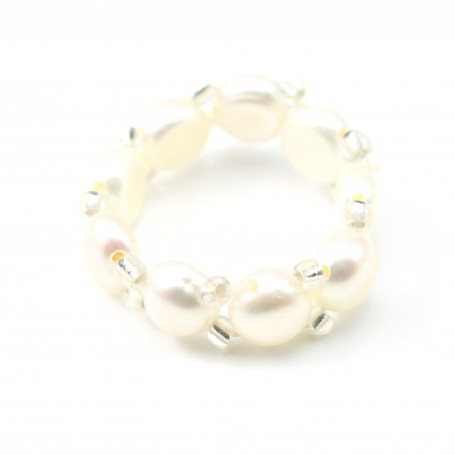 Ring with Freshwater Pearl elastique