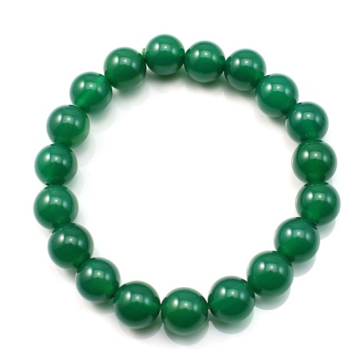Bracelet green agate round 10mm 