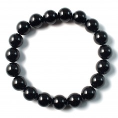 Bracelet Onyx noir rond 10mm - Elastique x 1pc