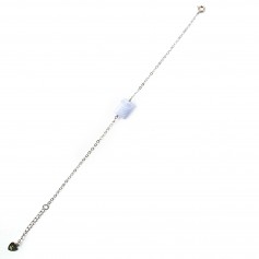 Bracelet Calcédoine rectangle - Argent 925 rhodié x 1pc