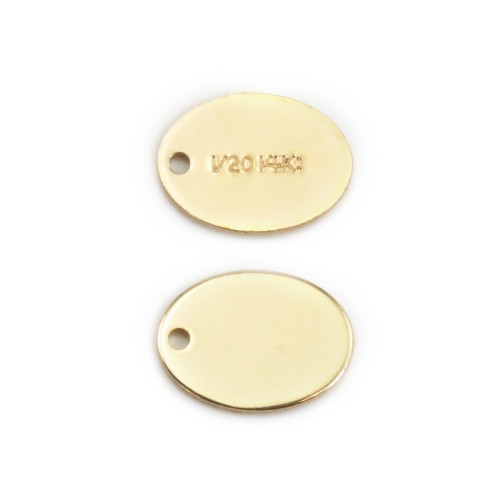 Etiqueta Oval preenchida a ouro 5,5x7,3mm x 2pcs