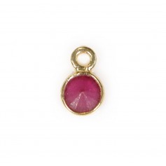 Dyed ruby round faceted set on silver 925 gold plated 5mm x 1pc