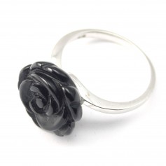 Sterling silver ring with flower onyx x 1pc