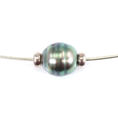 Collar de perlas cultivadas de Tahití Cadena de plata 925 40cm x 1pc