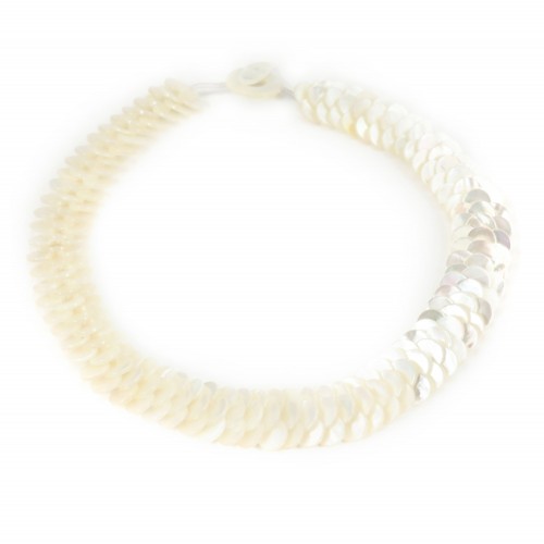 Einfaches Halsband aus weißem Perlmutt klein
