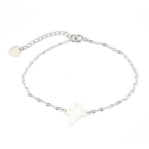 Silver chain bracelet 925 butterfly in white mother of pearl