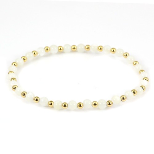 Bracelet mother-of-pearl 4mm with golden pearl x 1pc