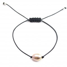 Bracelet Perle de culture d'eau douce mauve - Cordon réglable x 1pc