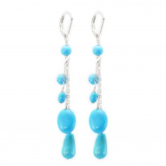 Earring turquoise reconstituted blue silver 925 sleeper x 2pcs