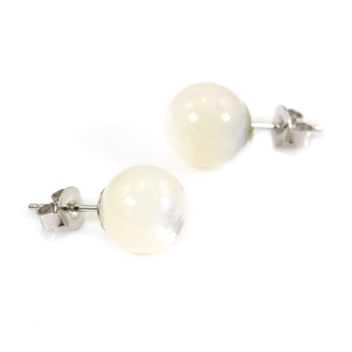 Silver earring 925 pearl 10mm x 2pcs