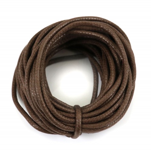 Dark brown waxed cotton cords 2.5mm x 5m