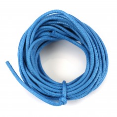 Cordón de algodón encerado azul de 2,5 mm x 5 m
