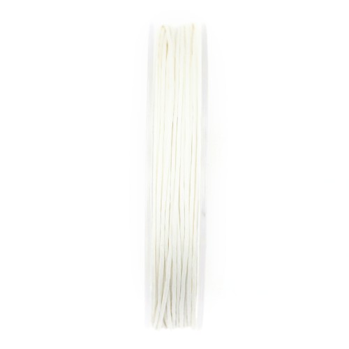 Cordón de algodón encerado blanco de 0,8 mm x 20 m