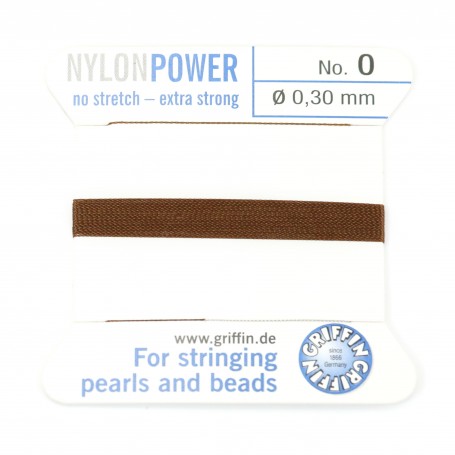 Fil power nylon avec aiguille inclus, de couleur marron x 2m
