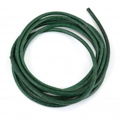 Leather cord rounded cowhide green 2mm x 1m