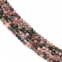 Rhodonite with round faceted shape, quality B, 3mm x 39cm