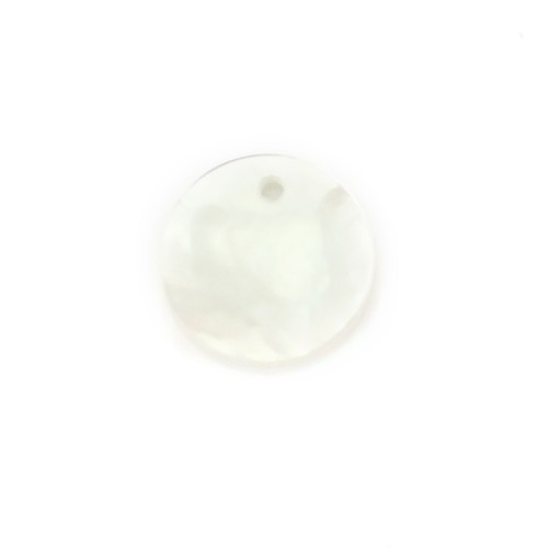 Concha redonda plana de madrepérola branca 8mm x 2pcs