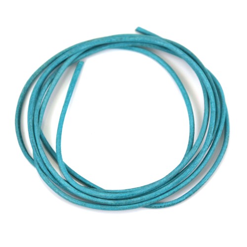 Turquoise Leather cord rounded goatskin 1.3mm x 1m
