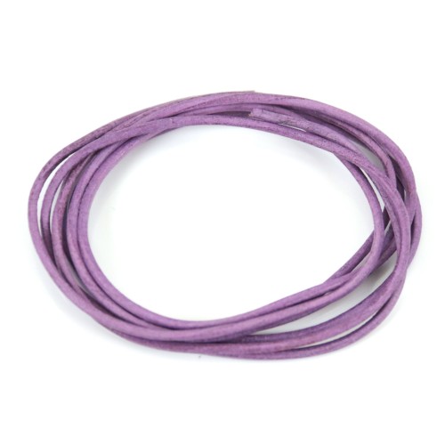 Leather cord rounded cowhide lilac 1.3mmx 1m
