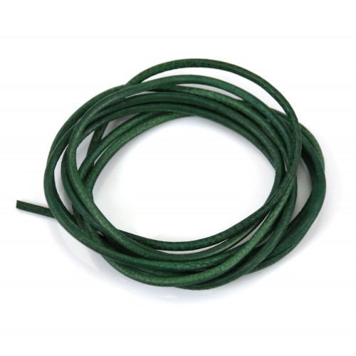 Green Leather cord rounded goatskin 1.3mm x 1m