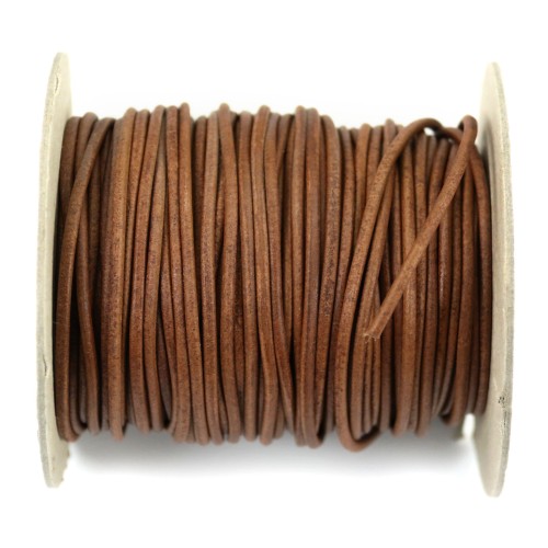 Brown rounded buffalo leather cord 2.5mm x 1m