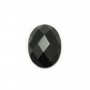 Black Onyx oval faceted cabochon 10x14mm x 1pc