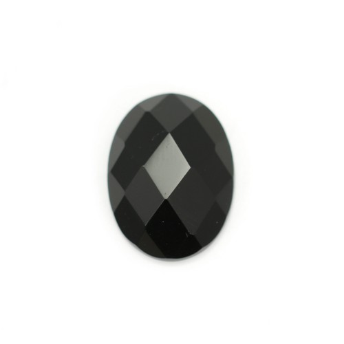 Cabochon Onyx noir ovale facetté 10x14mm x 1pc