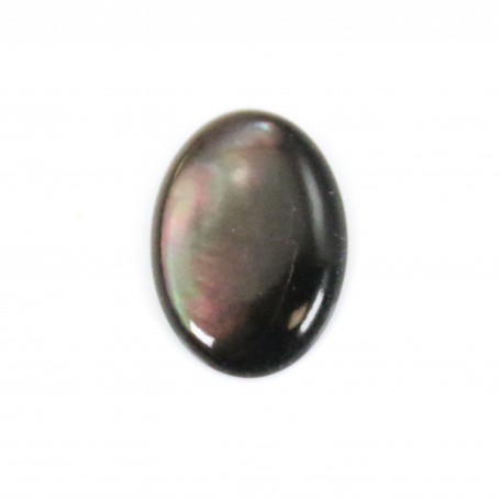 Grey oval mother-of-pearl cabochon 10x14mm x 1pc