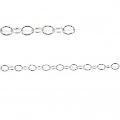 Silver chain 925 Rhodium plated oval rings 2.8x3.5mm x 50cm