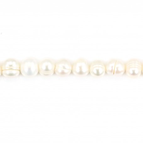 Perles de culture d'eau douce, blanche, irrégulière, 7mm x 10pcs