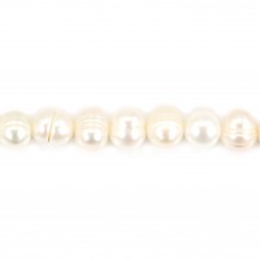 Perlas cultivadas de agua dulce, blancas, ovaladas/regulares, 7mm x 4pcs