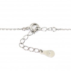Chain in 925 sterling silver rhodium with oval mesh & zirconium, for half-drilled pearl x 40cm