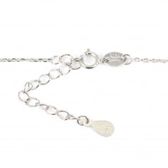 925er Silberkette rhodiniert ovale Masche & Perlmutt für halbgebohrte Perle x 45cm
