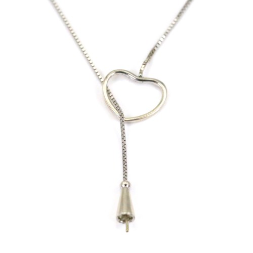 925er Silberkette rhodiniert Quadratmasche für Perle halb durchbohrt x 45cm