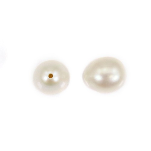 Perla cultivada de agua dulce, semiperforada, blanca, gota, 6-7mm x 1ud