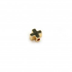 Zwischenblatt Kreuz, vergoldet durch "flash" Gold auf Messing 6mm x 10pcs