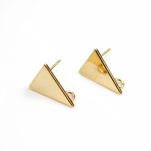 Tachuelas triangulares 12x15mm, chapadas en oro por "flash" sobre latón x 2pcs
