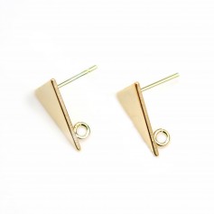 Triangle ear studs 12x15mm, plated with "flash" gold on brass x 2pcs