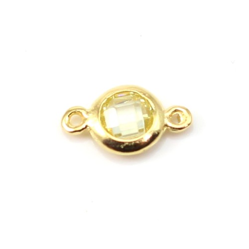 925 Sterling Silver & Yellow Zirconium Oxide Round Spacer 5x9mm x 1pc