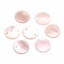 Pink, round, flat mother-of-pearl 10mm x 2pcs