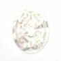 White oval mother-of-pearl with openwork 24x30mm x 1pc