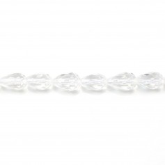 Rock crystal quartz faceted drop 5x8mm x 2pcs