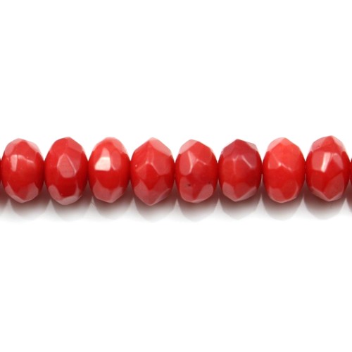 Rot gefärbter Seebambus Facetten-Rondelle 4x6mm x 20St