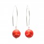 Earring silver 925 sea bamboo colored red 12mm x 2pcs 