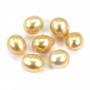 Perle des mers du Sud, dorée, olive/poire, 11-11.5mm x 1pc