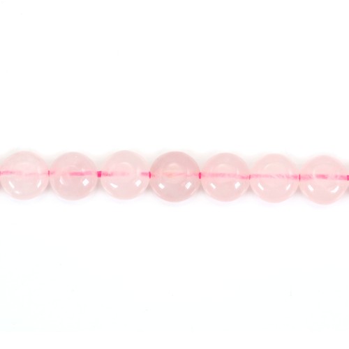 Pink quartz flat round 8mm x 8pcs
