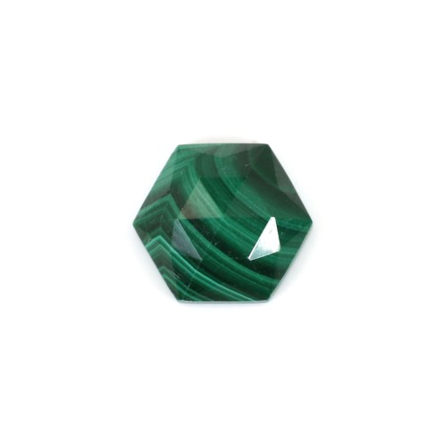 Malachite faceted hexagon cabochon 10mm x 1pc