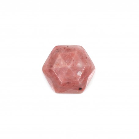Rhodonite faceted hexagon cabochon 10mm x 1pc